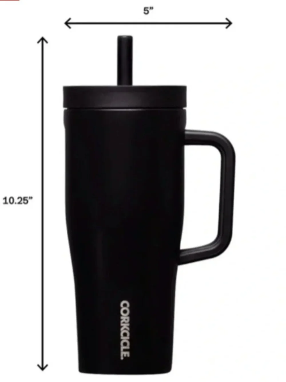 Corkcicle Matte Black Travel Tumbler with Handle & Straw - Cruiser 22 Ounce